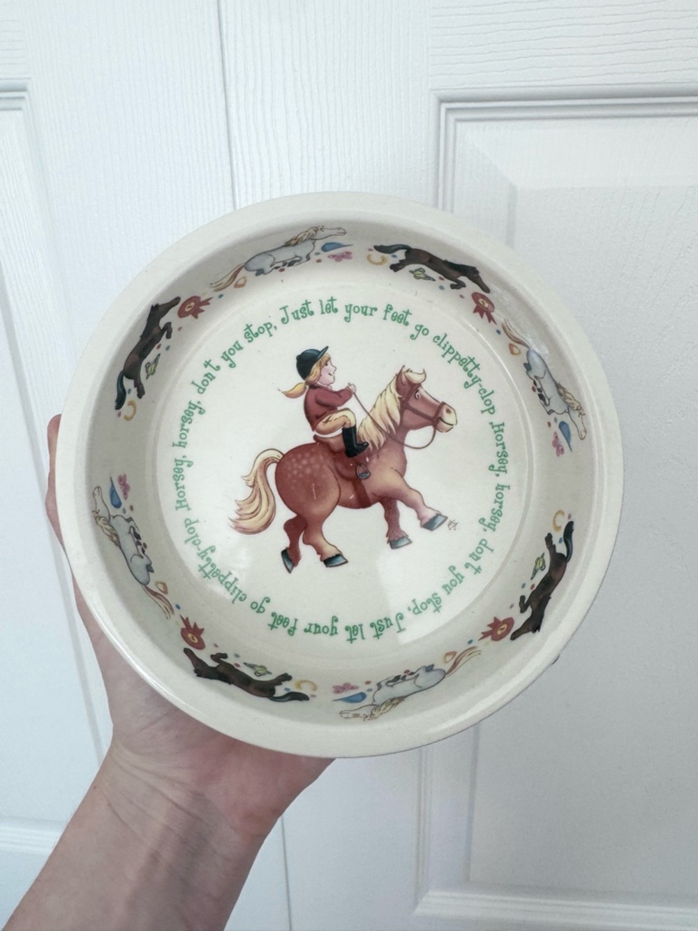 1890 Anderton Pottery England Vintage Nursery Rhyme Childs Pony Bowl